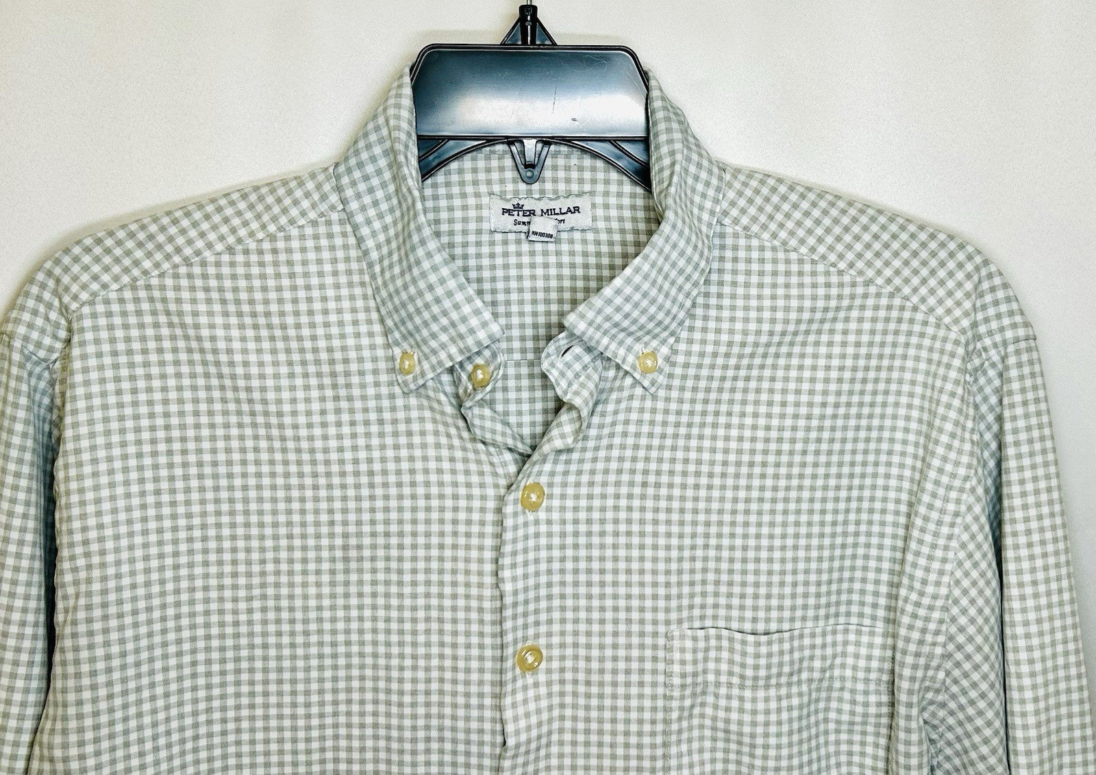 Peter Millar Summer Comfort Shirt Nylon Stretch Medium Blue Plaid