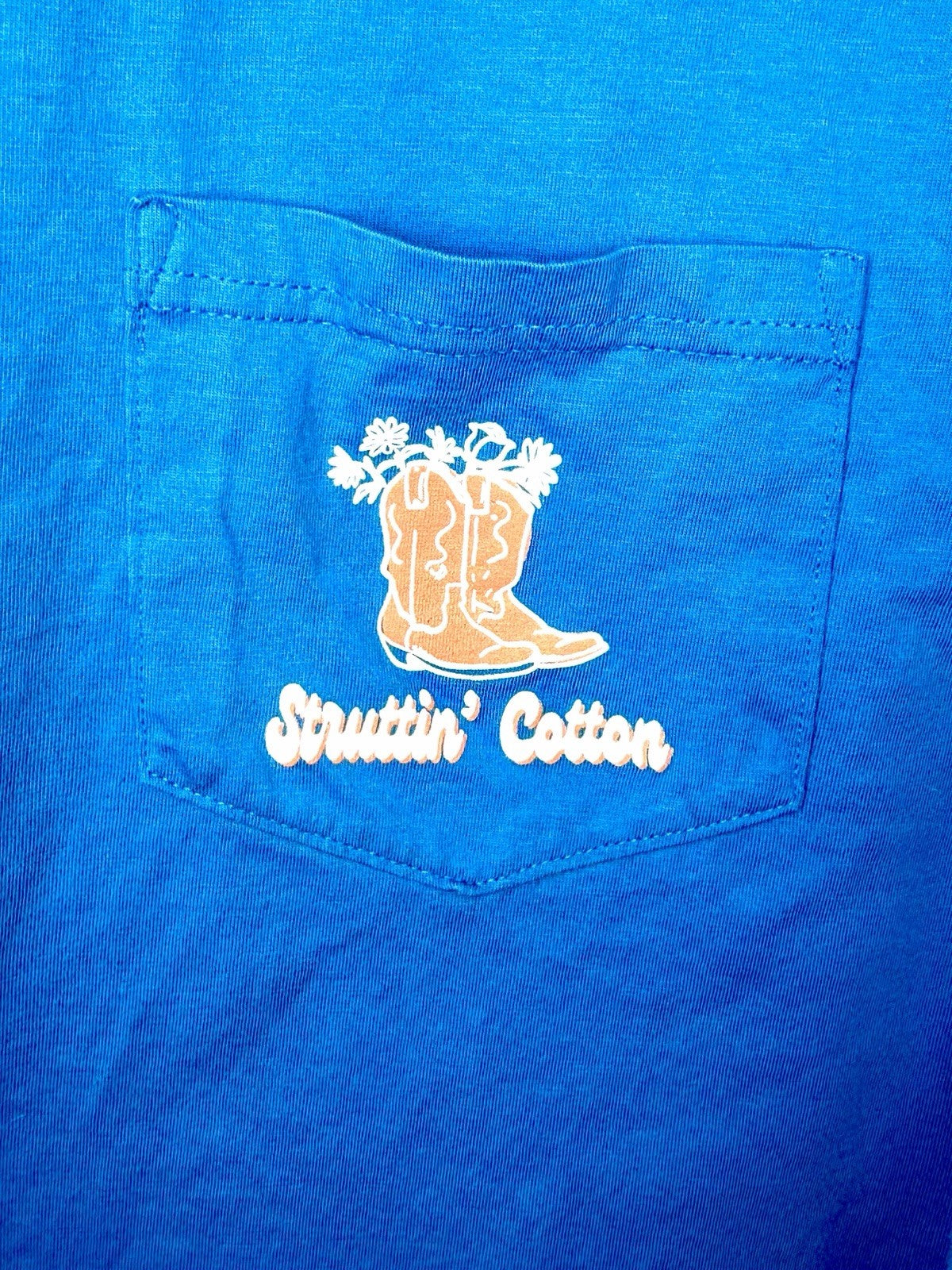 Struttin’ Cotton Graphic Tee Womens 2XL XXL Blue Southern Western Country Boots