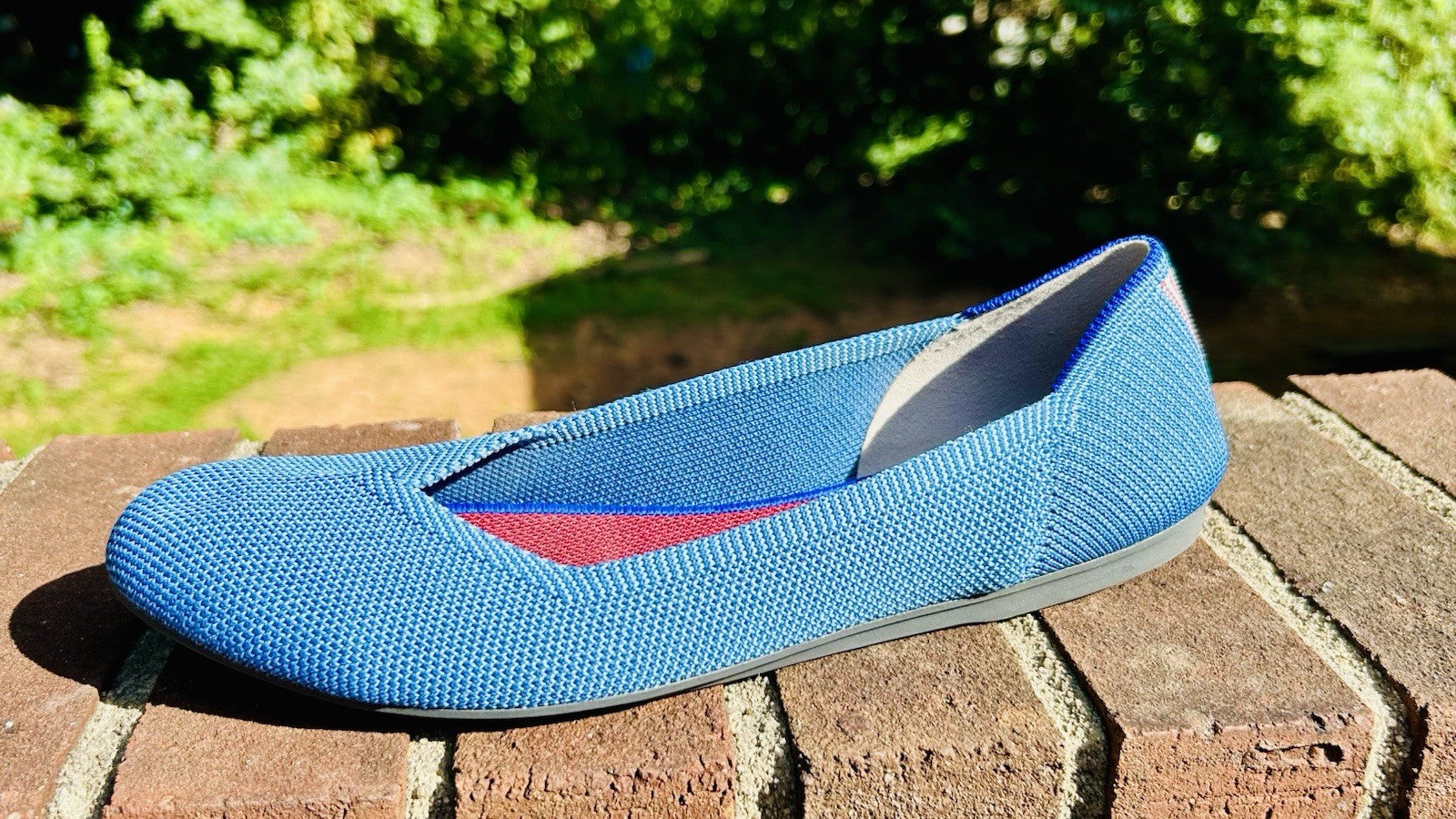 NWOT Rothy's Mini Stripe Blue Indigo Round Slip-On Flat Shoes Women's 9