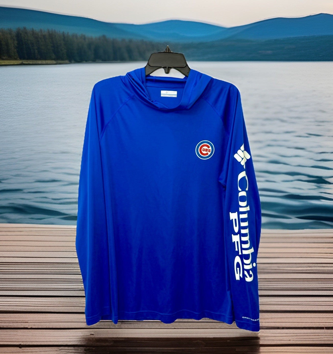 Columbia Royal Chicago Cubs Terminal Tackle L/S Hoodie T-Shirt Men’s Medium