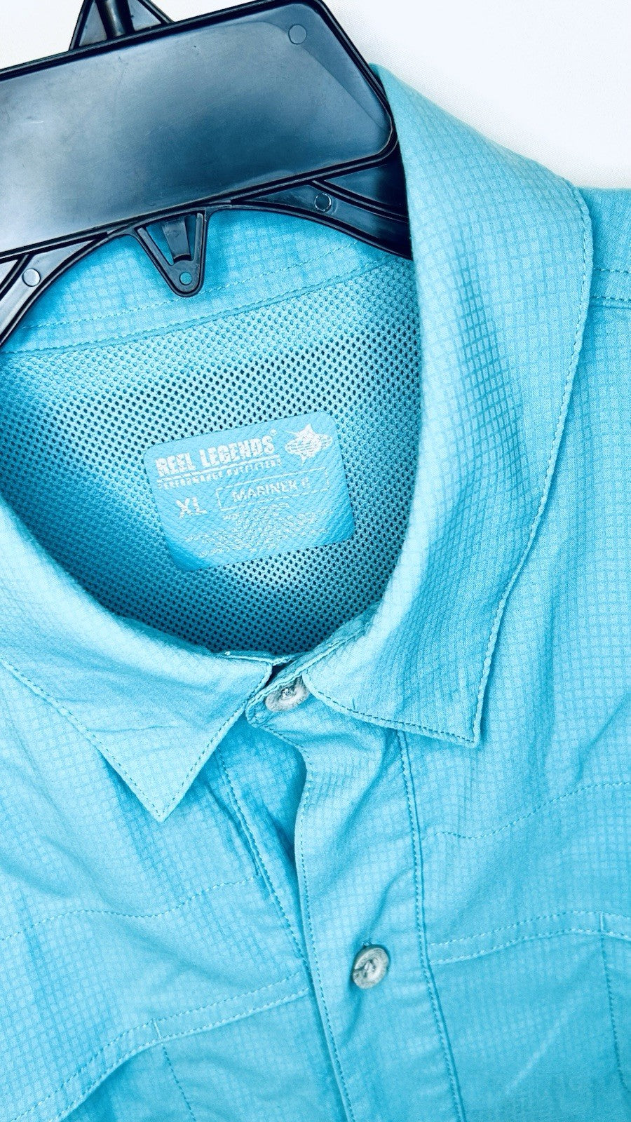 Reel Legends Mariner Shirt Men’s XL / Turquoise / Vented Short Sleeve / Fishing