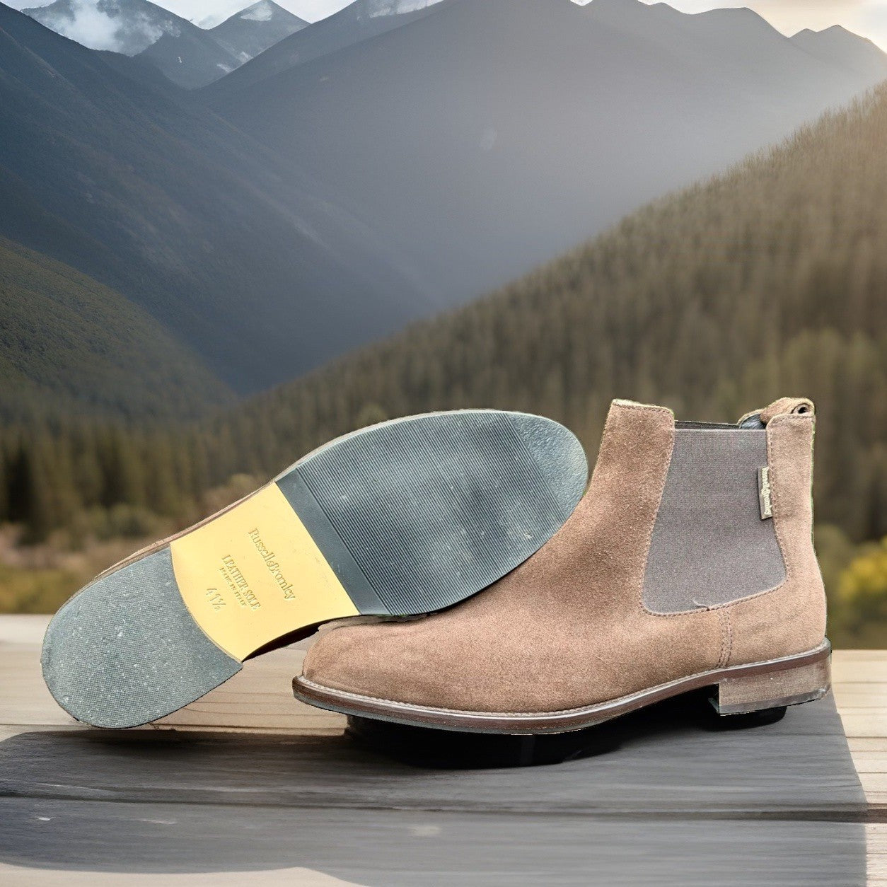 Russell & Bromley Men Suede Chelsea Boots Brown Size 41.5 / US 8.5 ($550 New)