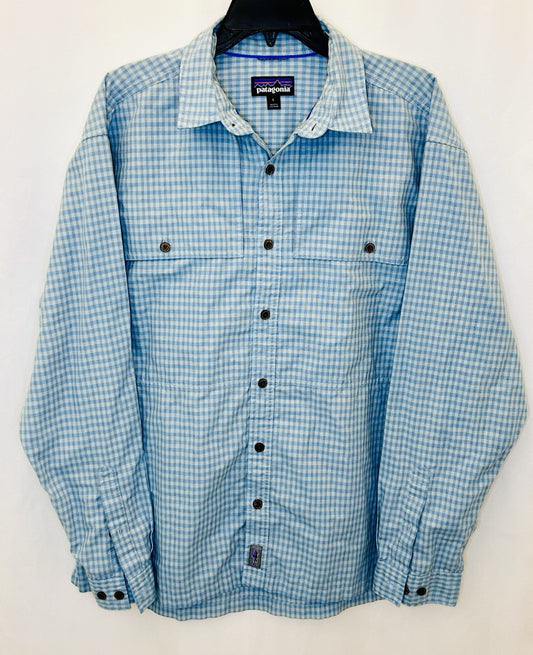 Patagonia Men’s Long Sleeve Light Blue Island Hopper Shirt Size Large