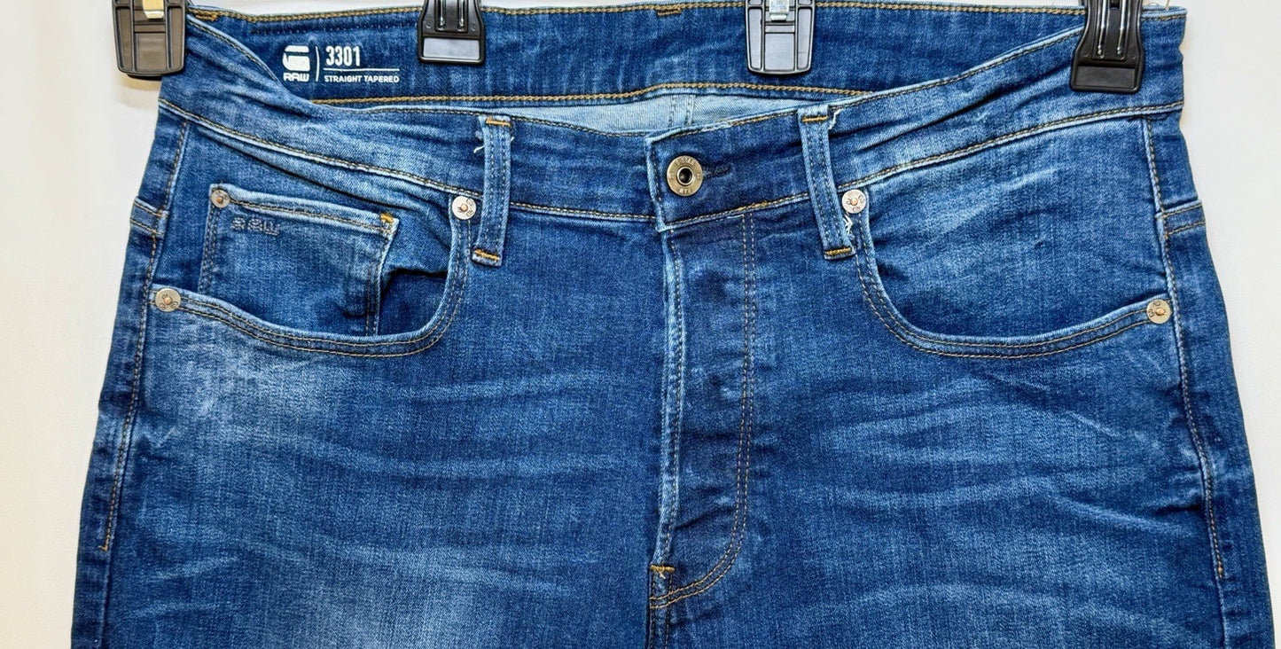 G-STAR RAW Men’s 3301 Straight Tapered / Slim/Skinny Jeans Size W34 L30 (34x30)