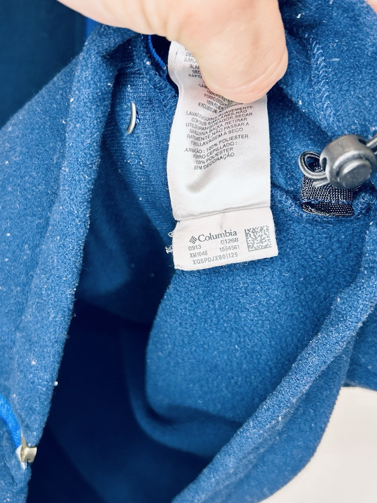 COLUMBIA MEN'S NAVY BLUE SLEEVELESS FAST TREK FLEECE POCKET VEST Sz Large