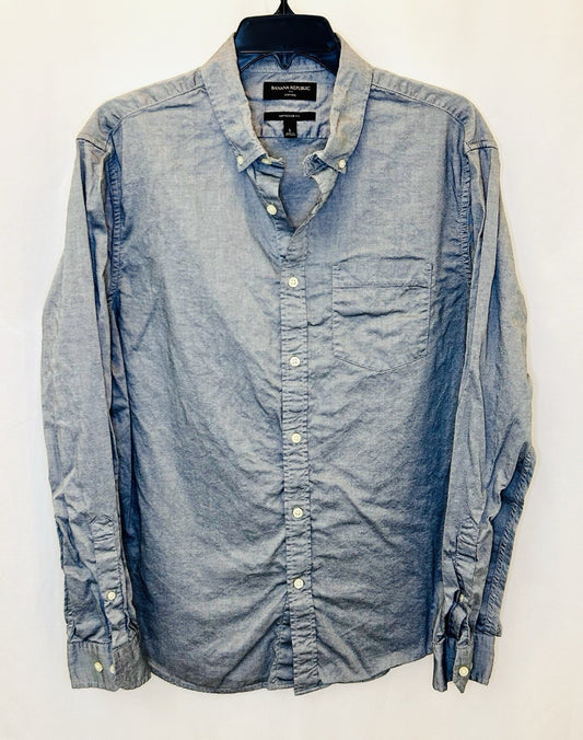 BANANA REPUBLIC MEN SLIM SUPER SOFT OXFORD SHIRT / SIZE L LARGE | $65 NEW