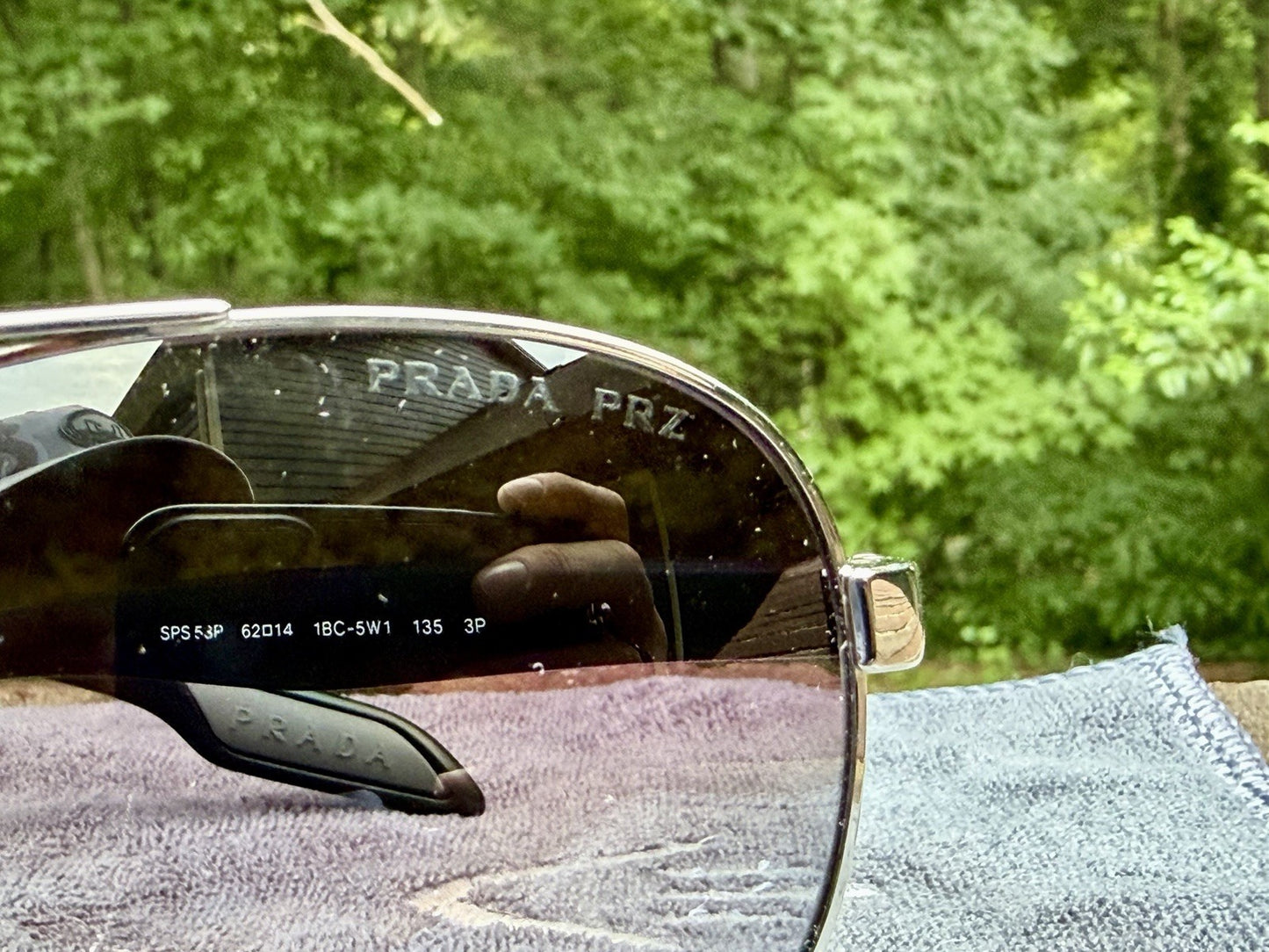 Prada Linea Rossa PS 53PS 1BC5W1 Steel Sunglasses Tinted Polarized Lens