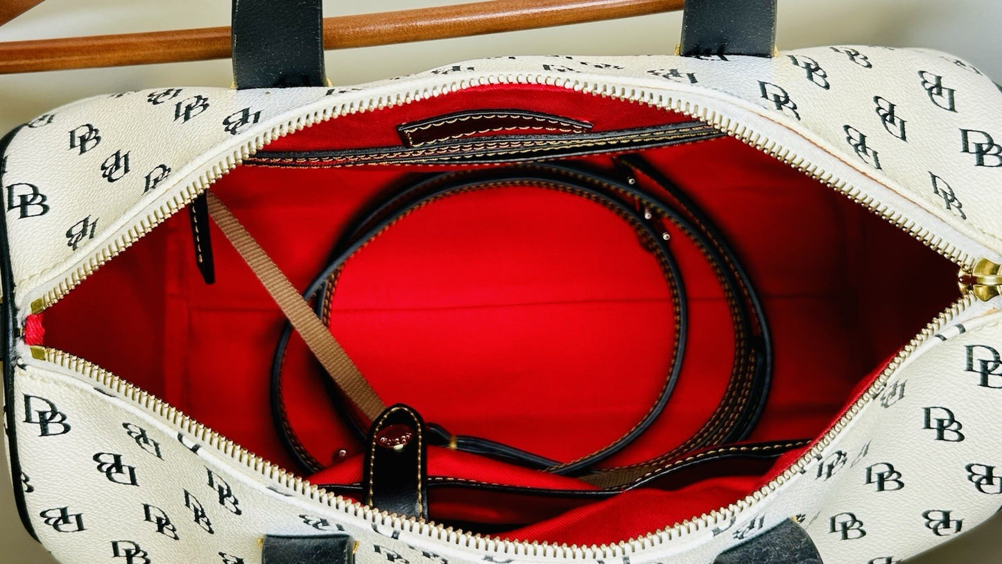 RARE!!! NWOT! Dooney Bourke Greta Olivia Satchel White With Black Leather