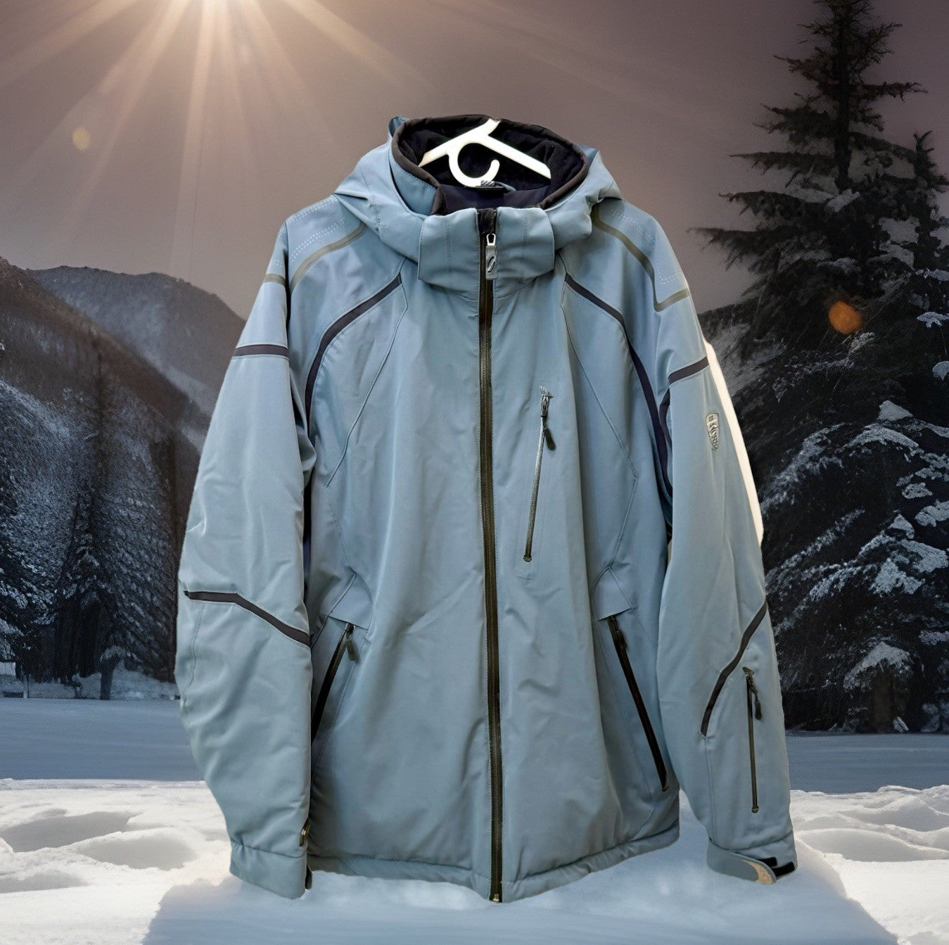 OBERMEYER PRIME Mens XL Ski Jacket RECCO HydroBlock Waterproof Slate Blue Coat