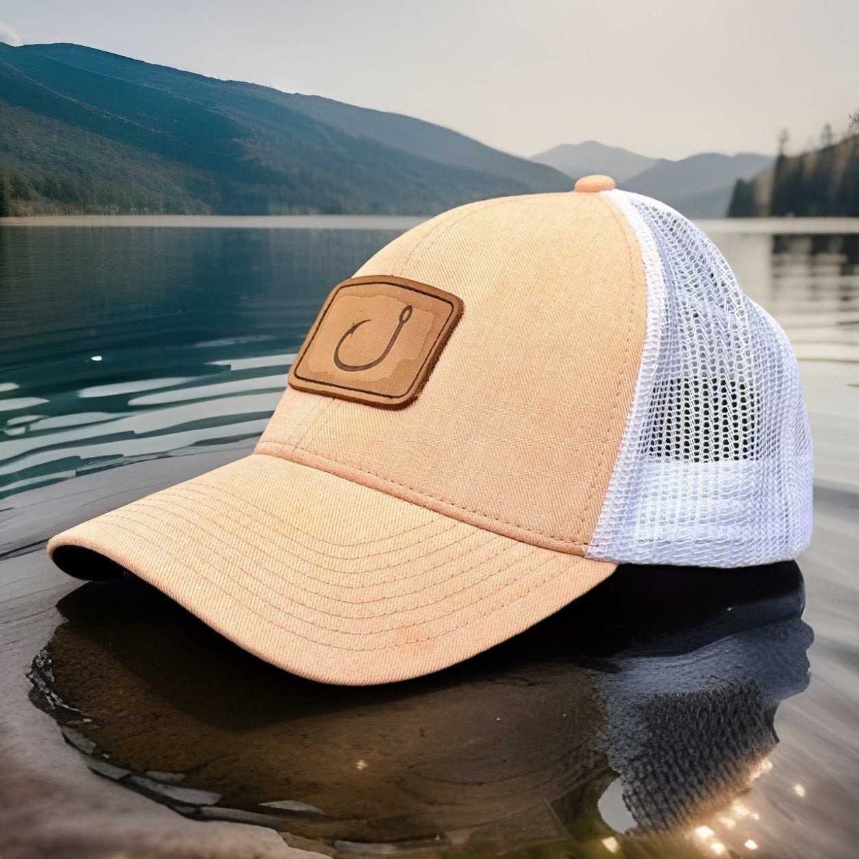 AVID Fishing Layday Trucker Hat Snapback Mesh Back Fish Hook Patch