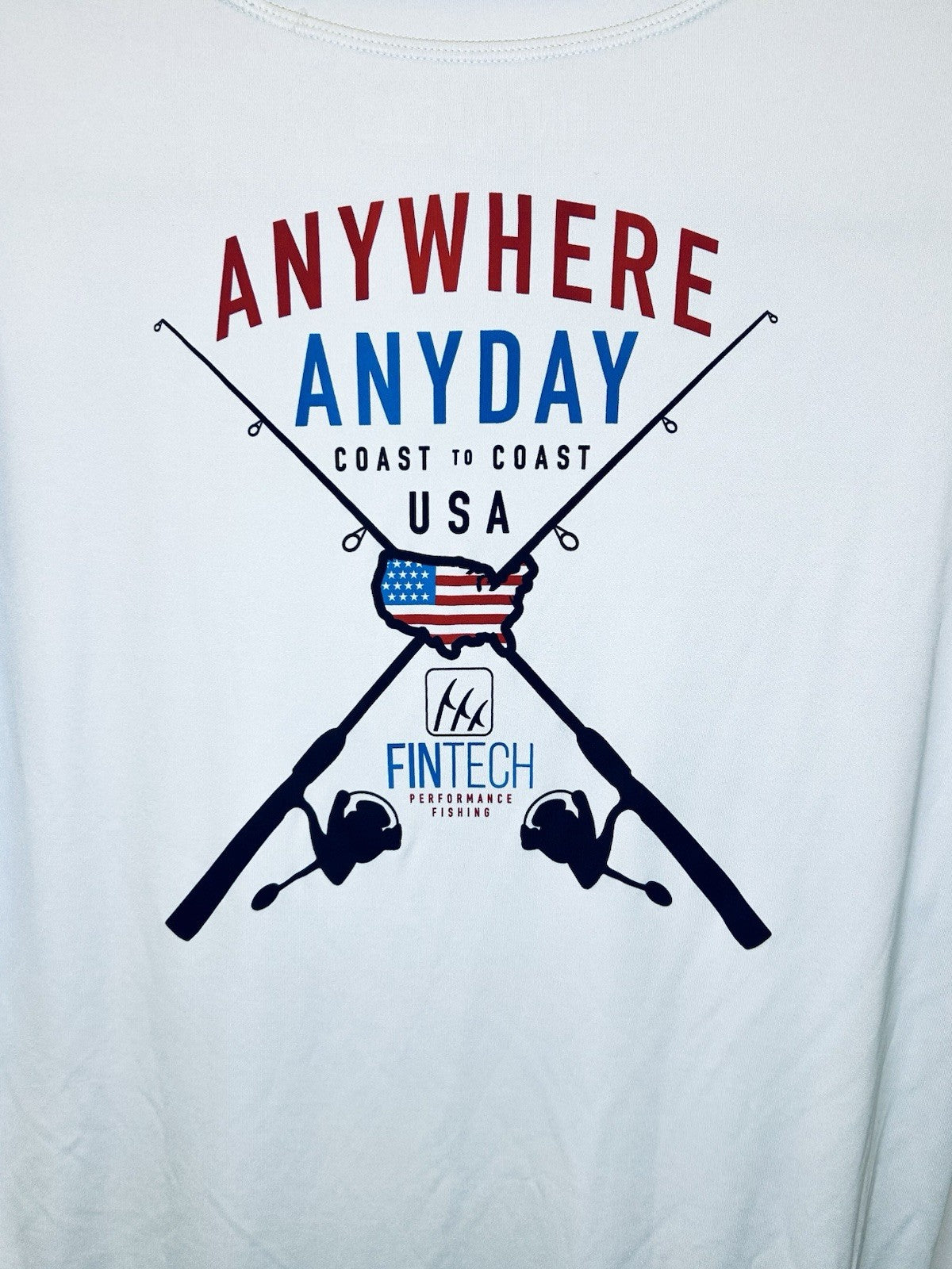 FINTECH Mens Medium "Anywhere Any Day" Sun Defender UV T-Shirt Glacier Gray