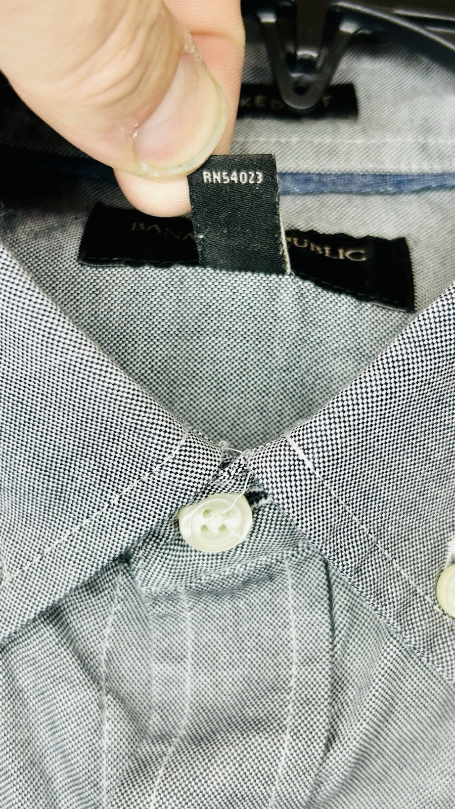 BANANA REPUBLIC Mens Grey Untucked Fit Oxford Shirt Stretch Size L Large