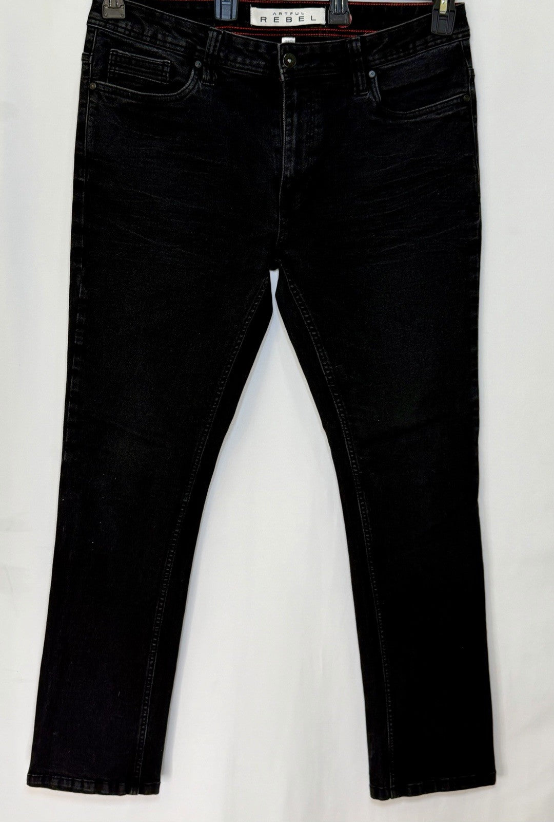 Artful Rebel Jeans Mens 34x32 Black Jax Slim Fit Straight Leg Stretch NWOT