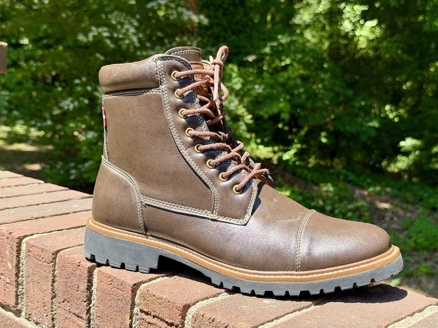 Levi's Mens Wyatt Brown Vegan Leather Lace Up Rugged Casual Boots Size 10 NEW