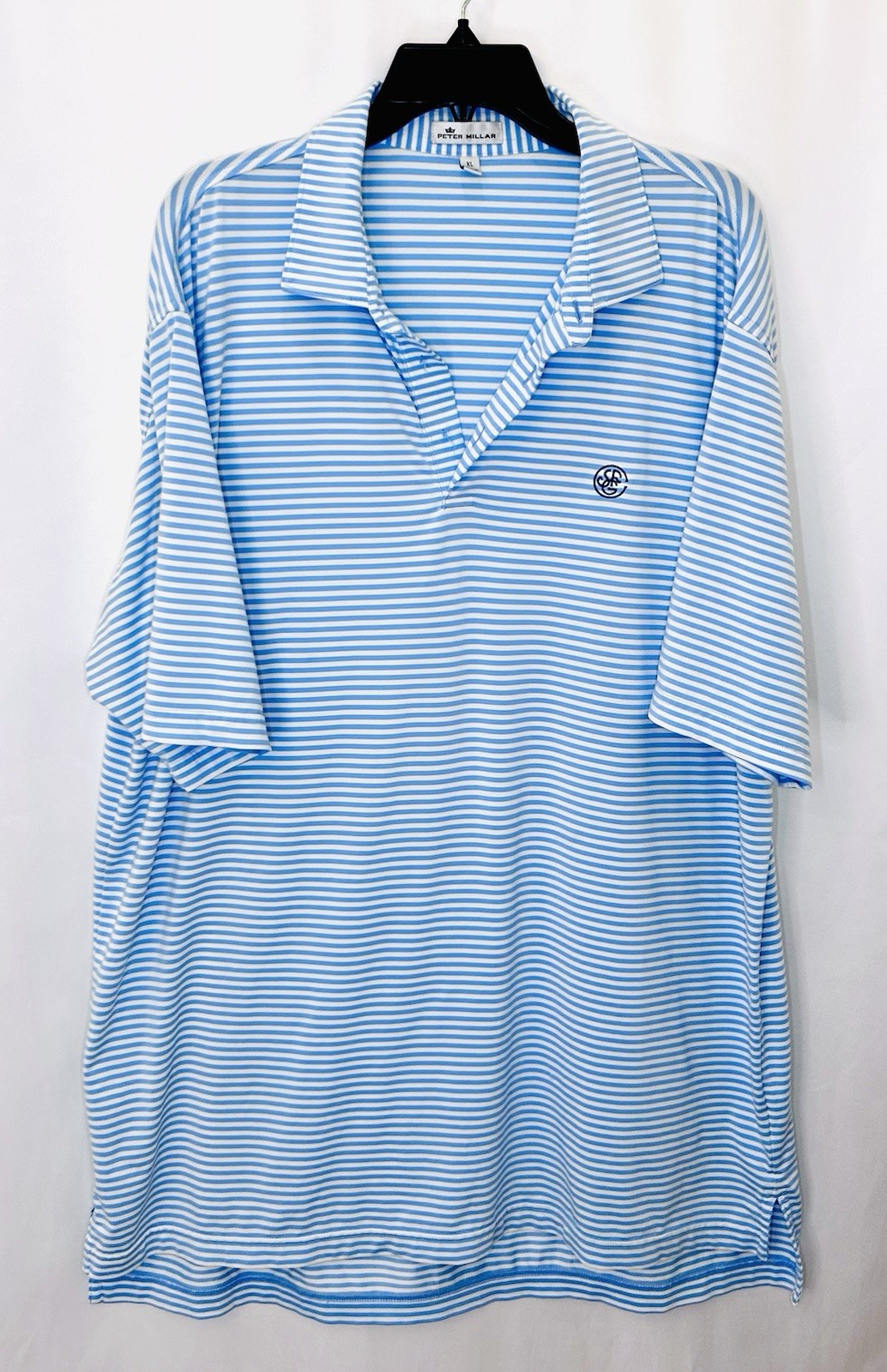 Peter Millar Polo XL Crown Crafted Performance Blue Striped Golf Shirt Collared