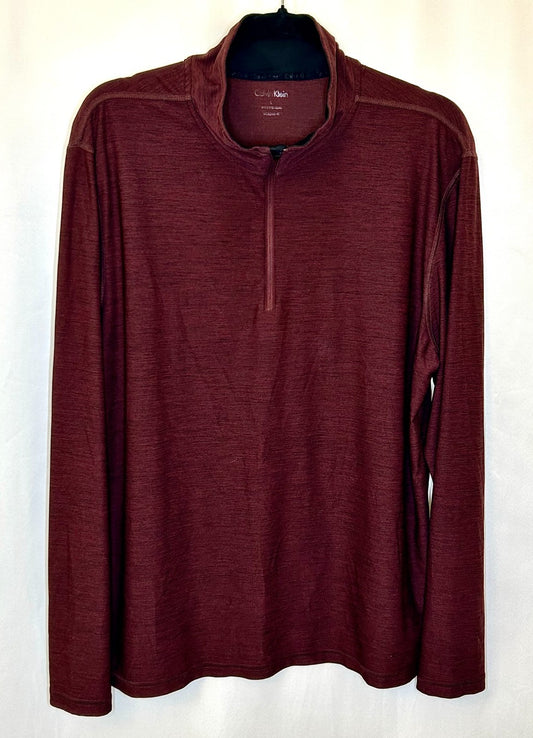 CALVIN KLEIN MEN'S 1/4 ZIP PULLOVER SWEATER Men's Large Garnet