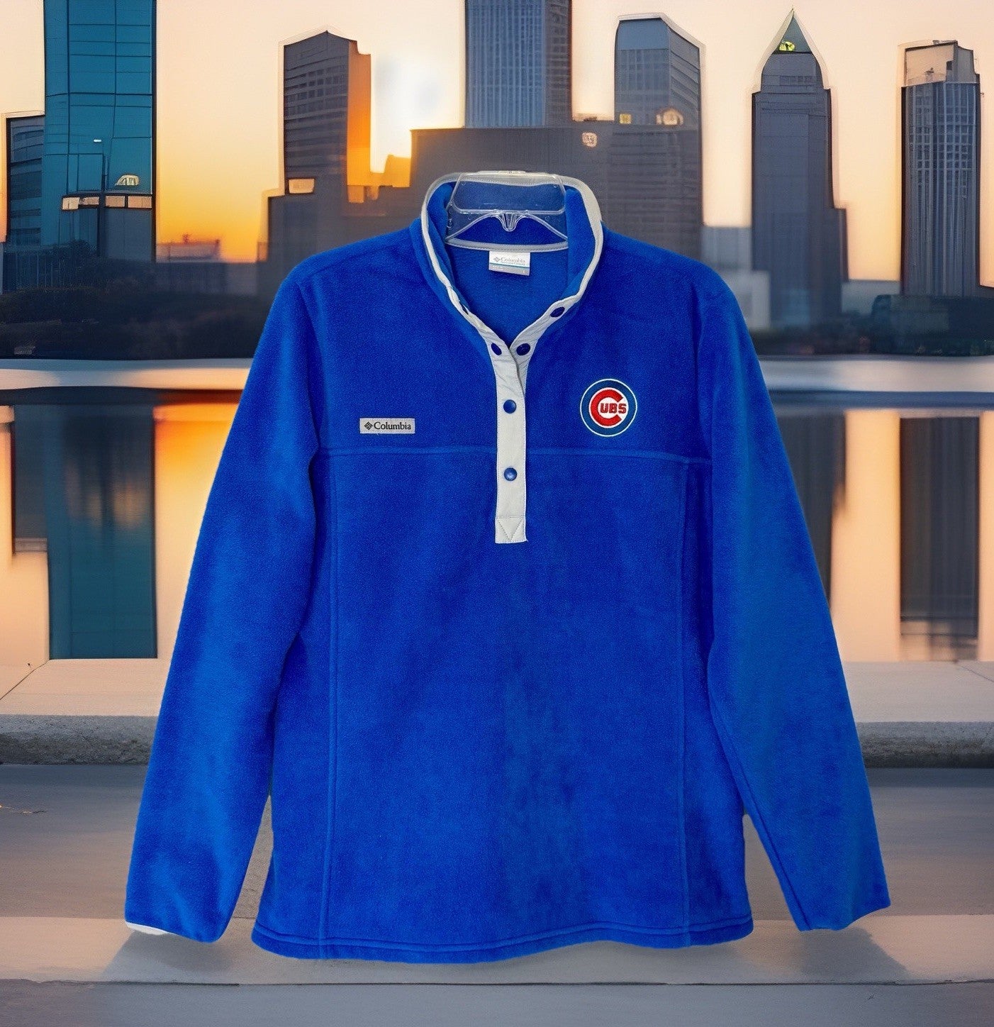 Columbia Women’s 1/4 Snap Fleece Pullover MLB Chicago Cubs Blue Large NWOT