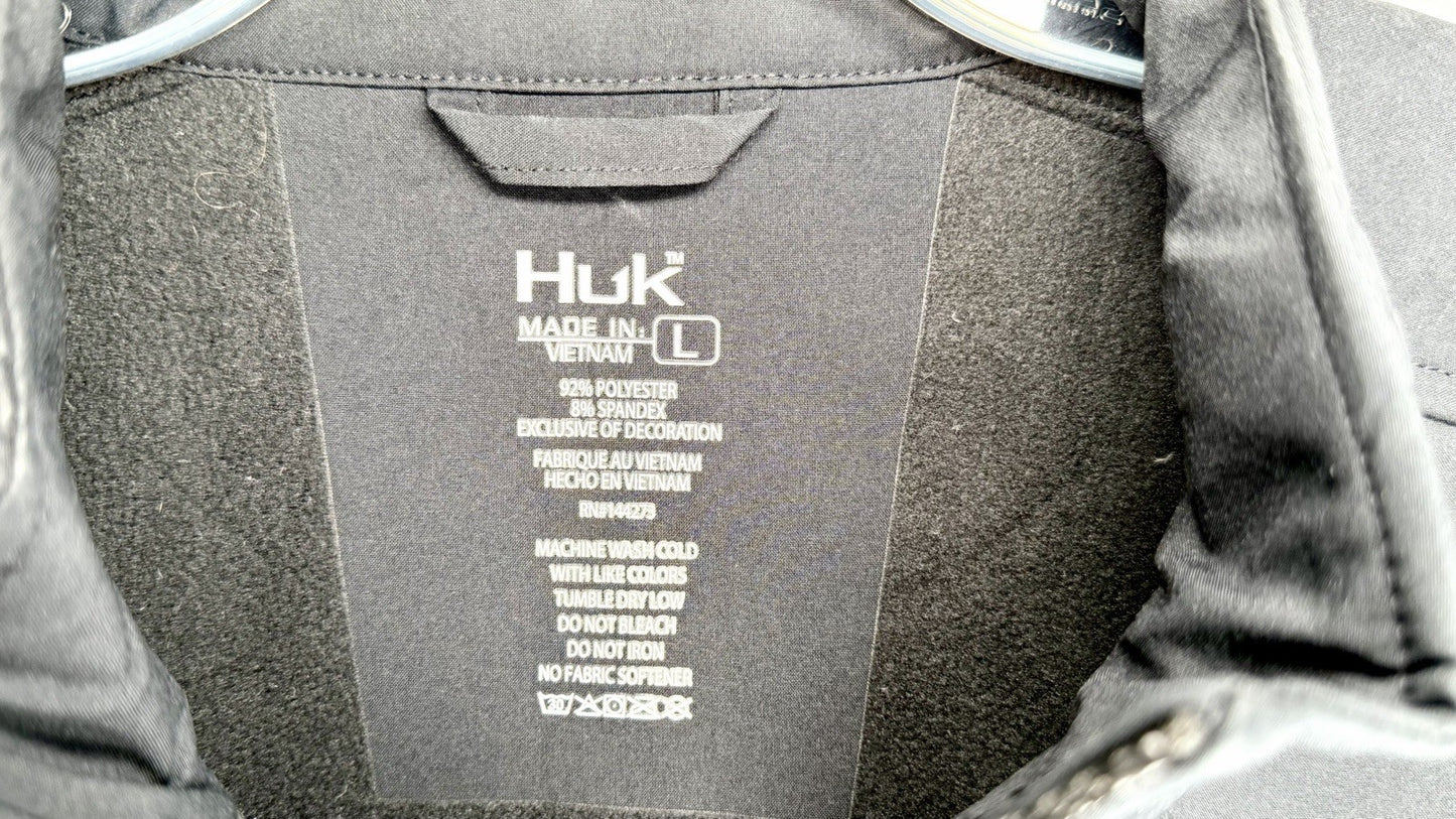 HUK CROSSLAKE WINDBLOCK JACKET / MEN’S SIZE LARGE / BLACK-BLUE