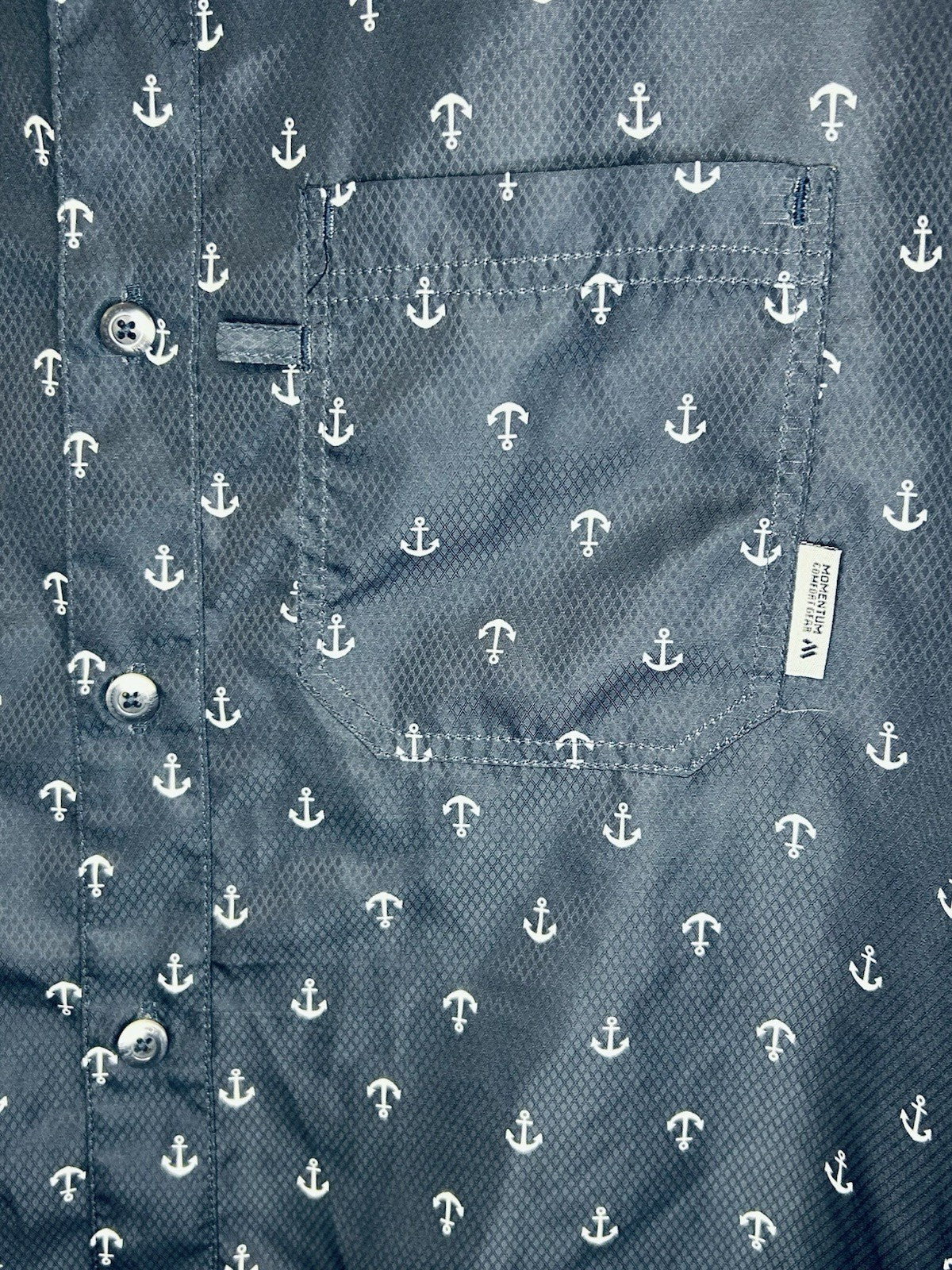 Momentum Comfort Gear Anchor Short Buttoup Shirt UPF 50 Fishing Men’s Large