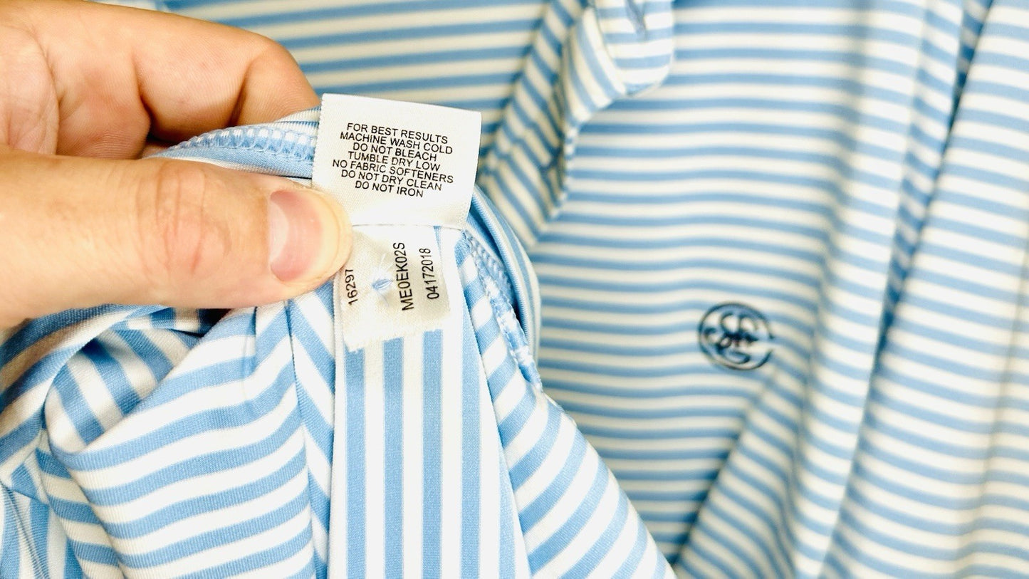 Peter Millar Polo XL Crown Crafted Performance Blue Striped Golf Shirt Collared