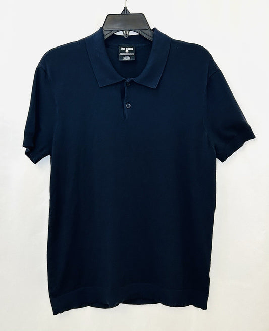 True Classic Men’s L Dark Navy Blue Short Sleeve Ultra-Soft Fitted Classic Polo
