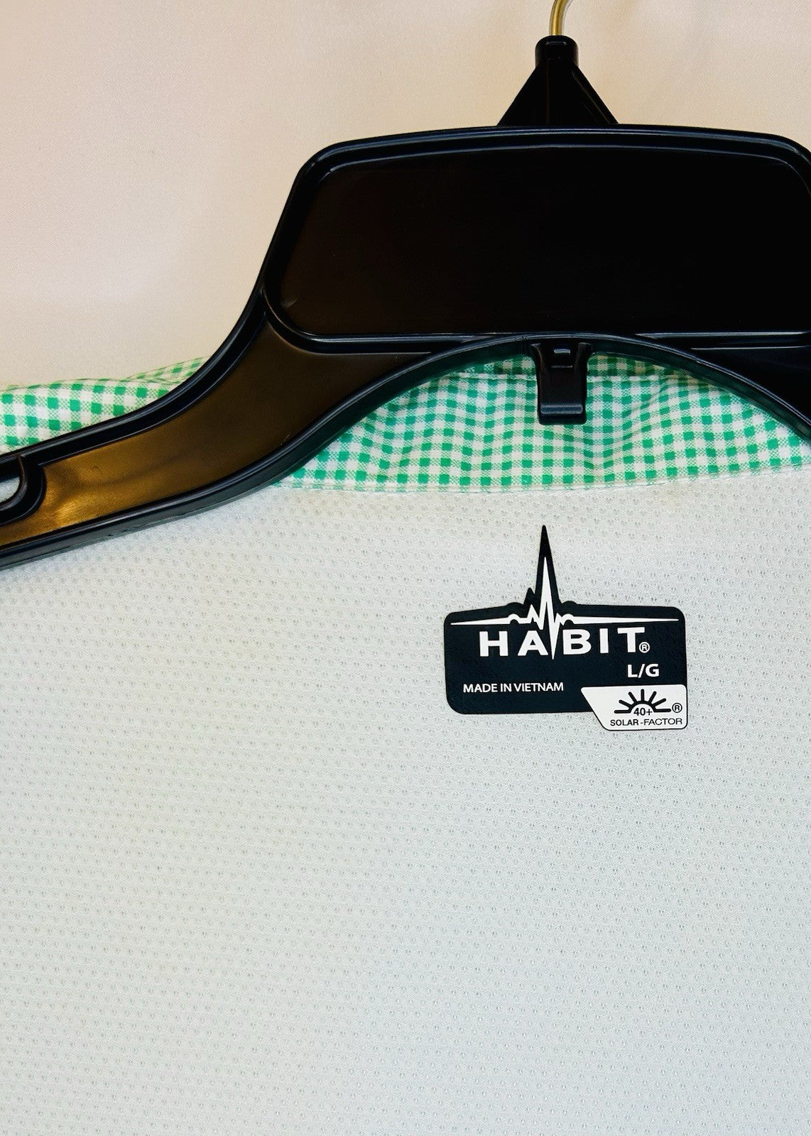 Habit Shirt Mens Medium 40+ Solar Factor Outdoor Fishing Button Gingham Plaid