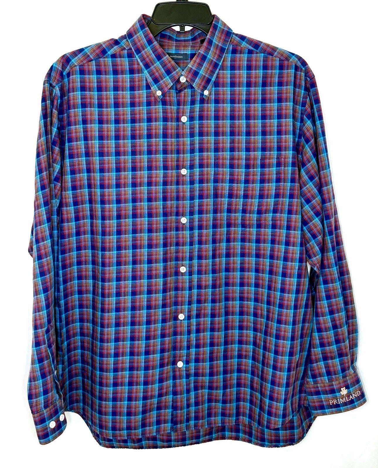 Turtleson Shirt Men’s XXL Blue Plaid Button Up Watermelon Malibu Porter Sport