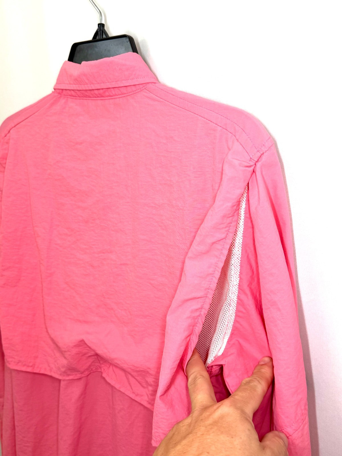Spicy Tuna Fishing Shirt Mens Vented Back Long Sleeve Nylon Pink Sun Protection