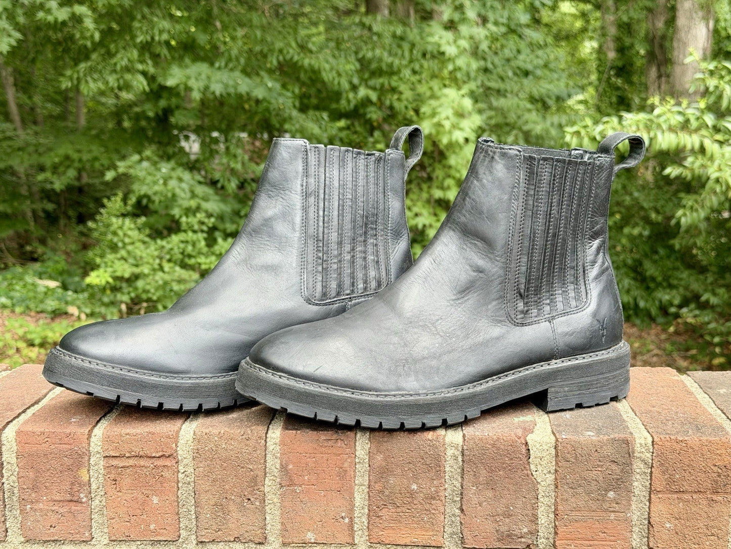 AllSaints Bloom Men's Chelsea Boots Washed Black Leather Lug Sole Size 46 US 13