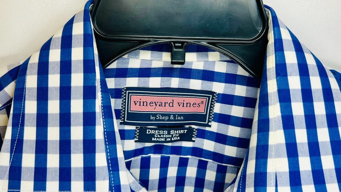 Vineyard Vines ® Dress Shirt / Classic Fit / Size 15 1/ 2 - 33 / Blue & White