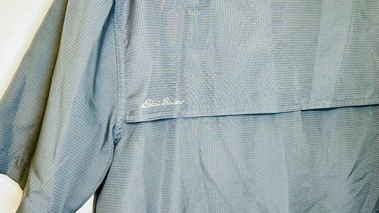 Eddie Bauer Shirt Men's M Gray Tech Woven Vented Pocket Fishing Hiking Outdoor