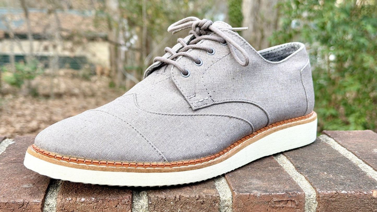 TOMS Brogue Oxford Men’s Size 11 - Dary Gray Leather/Washed Canvas - New w/o Box
