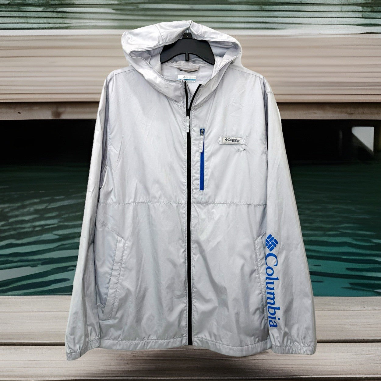 Columbia Terminal Spray PFG Grey Windbreaker Lightweight Jacket Men's Medium