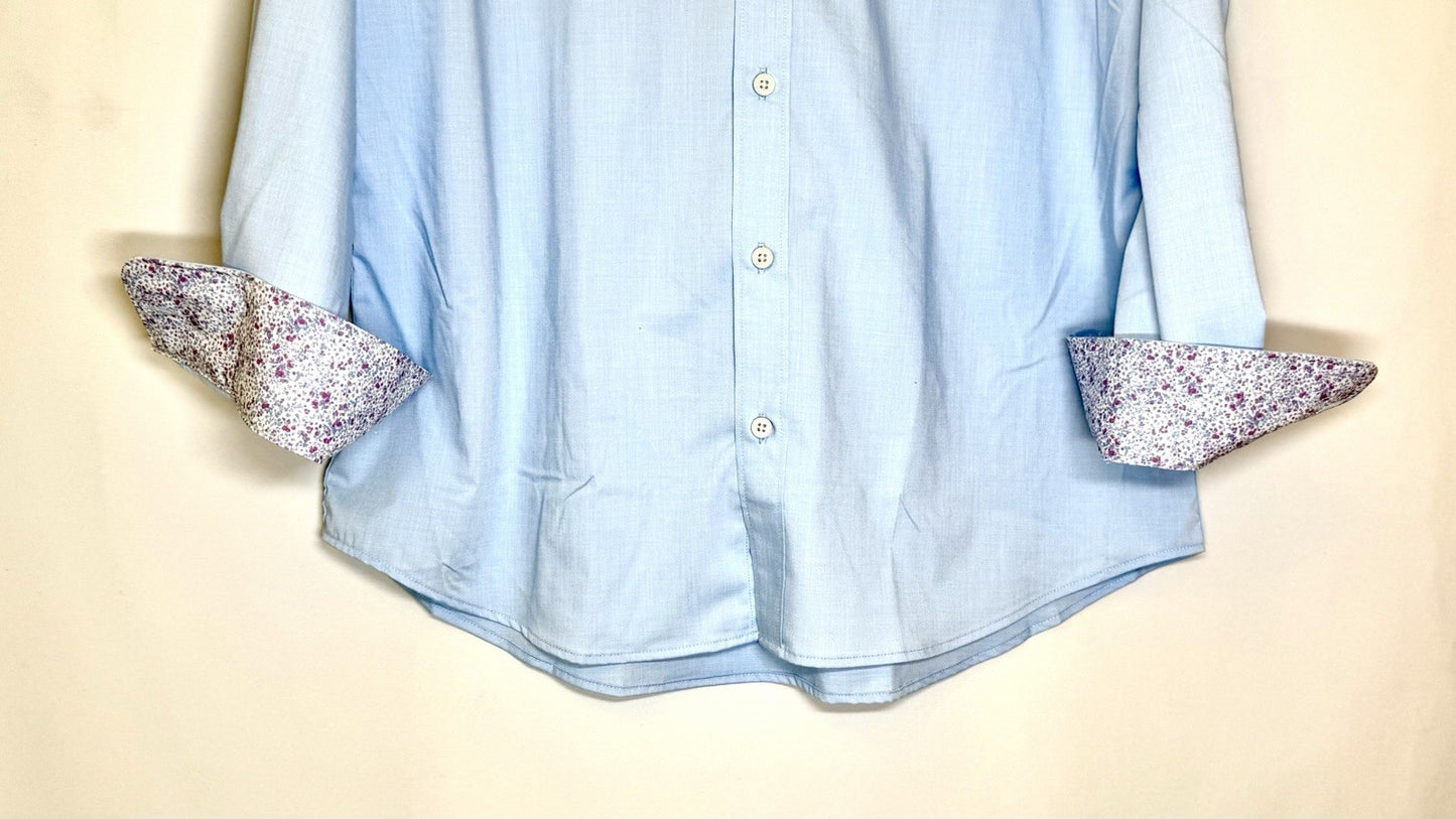 Original Penguin Shirt Mens 16 32/33 Light Blue Heritage Slim Fit Stretch Shirt