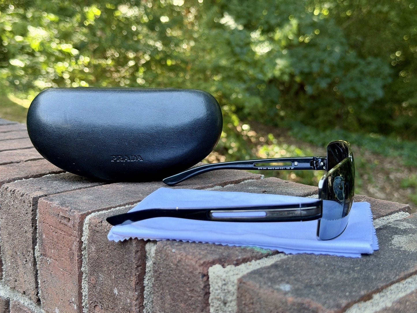 PRADA SPR 54I Sunglasses Polarized Silver Metal Blue Lens 64 12 125 With COA