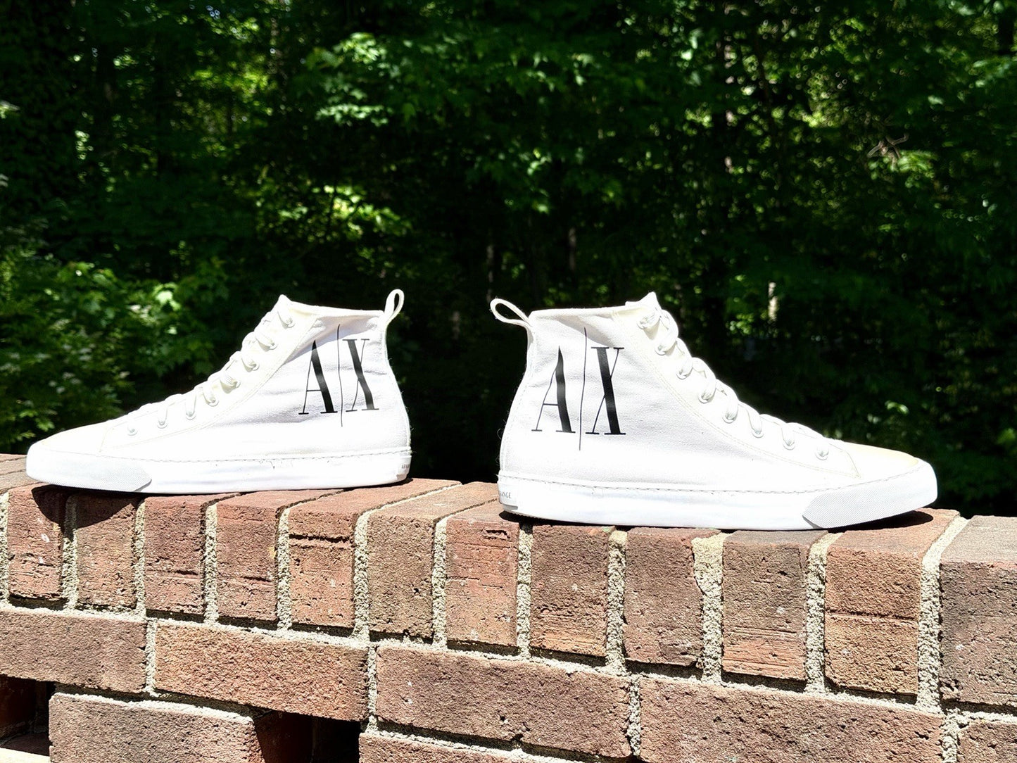 Armani Exchange Men's High Top Icon Logo Canvas Sneakers White Size 11 Excellent