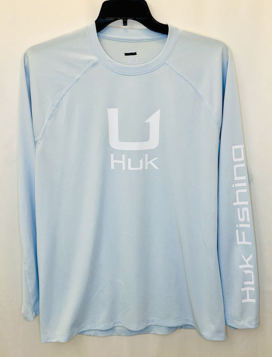 HUK Performance Logo Raglan Long-sleeved Shirt Large / Light Blue /SPF AND SOFT
