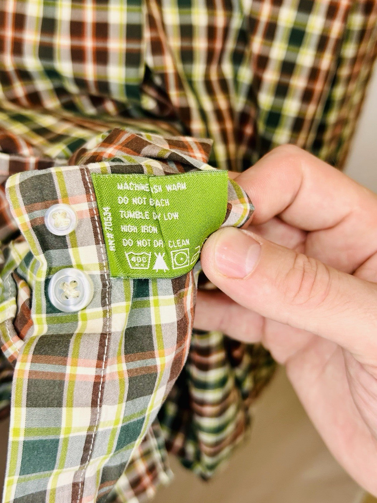 Orvis 100% Cotton Plaid Long Sleeve Button Down Shirt (Men's XL) Brown