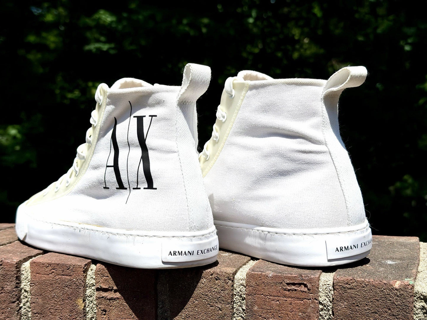 Armani Exchange Men's High Top Icon Logo Canvas Sneakers White Size 11 Excellent
