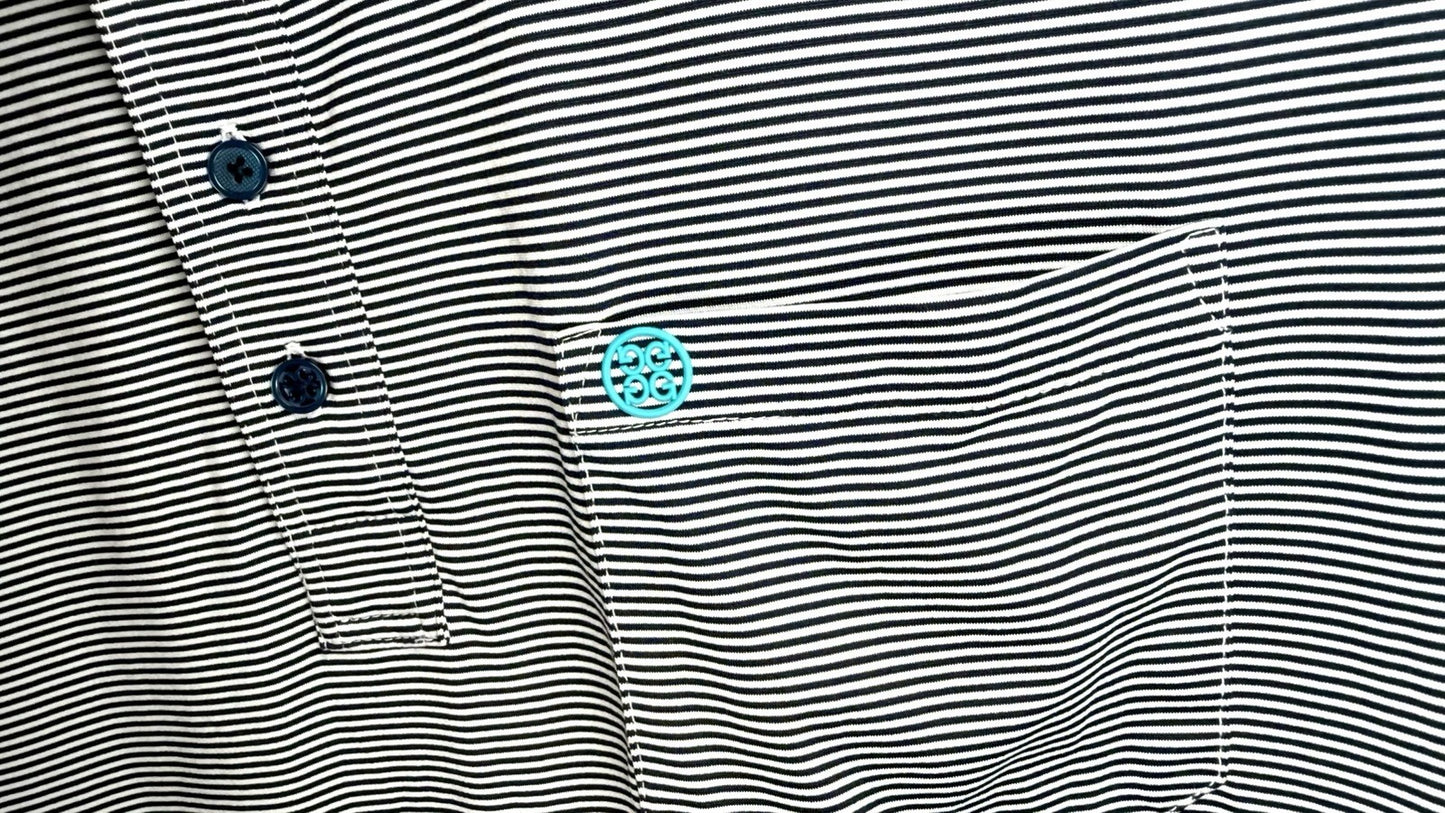 G/FORE Stripe Golf Performance Polo Shirt - Men's Size XL - Gray/Yellow/Teal