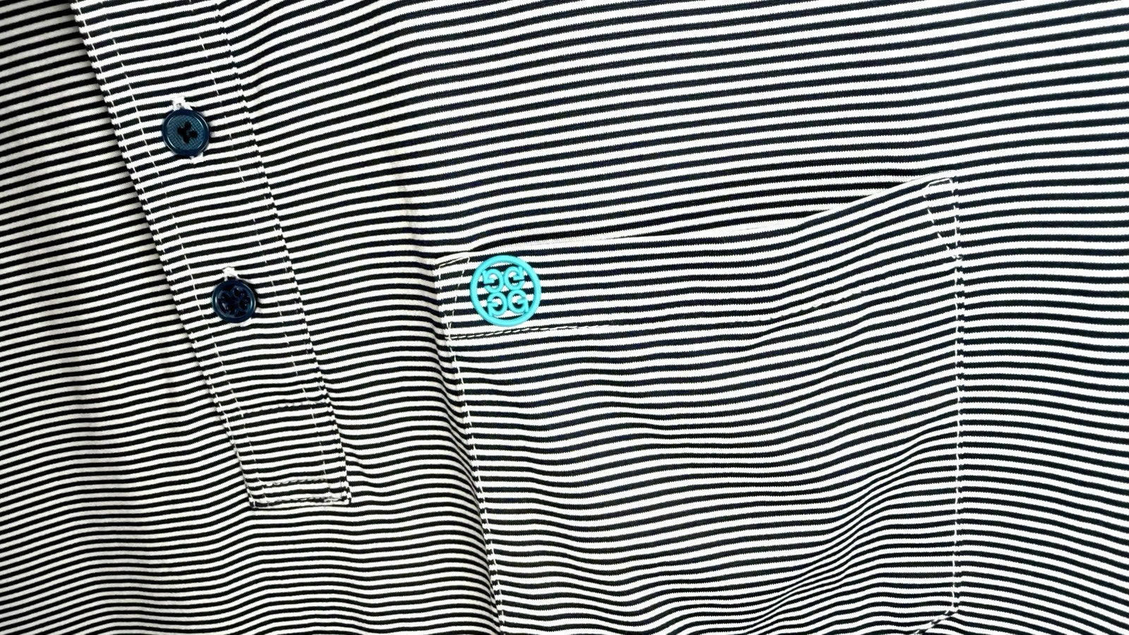 G/FORE Stripe Golf Performance Polo Shirt - Men's Size XL - Gray/Yellow/Teal