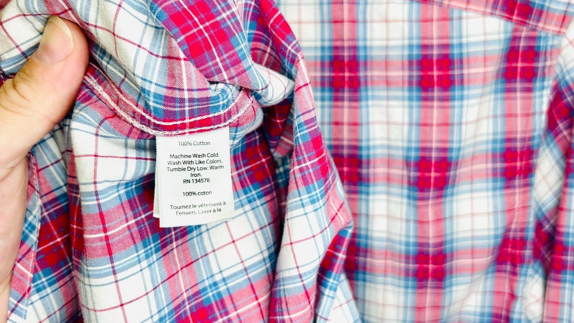Vineyard Vines Slim Fit Tucker Shirt Men's X-Small plaid blue pink long sleeve