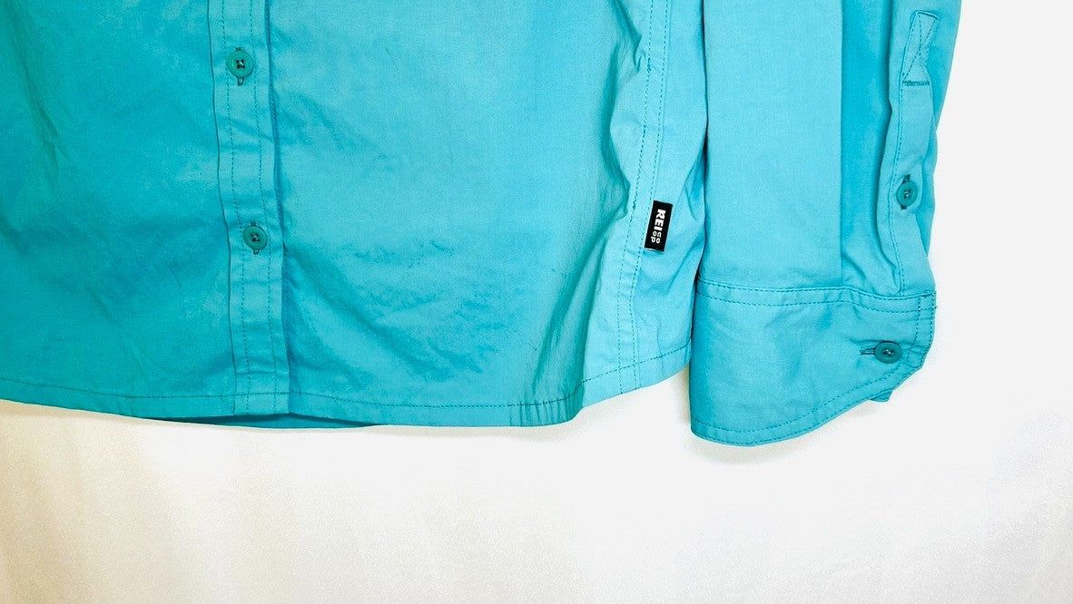 REI Co-op Shirt Sahara Long Sleeve Women's Sz Small Teal Vented Fish Hike Camp