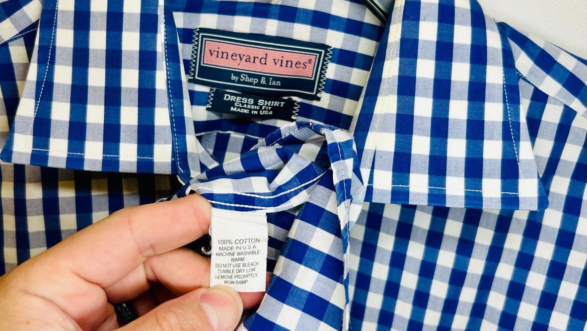 Vineyard Vines ® Dress Shirt / Classic Fit / Size 15 1/ 2 - 33 / Blue & White