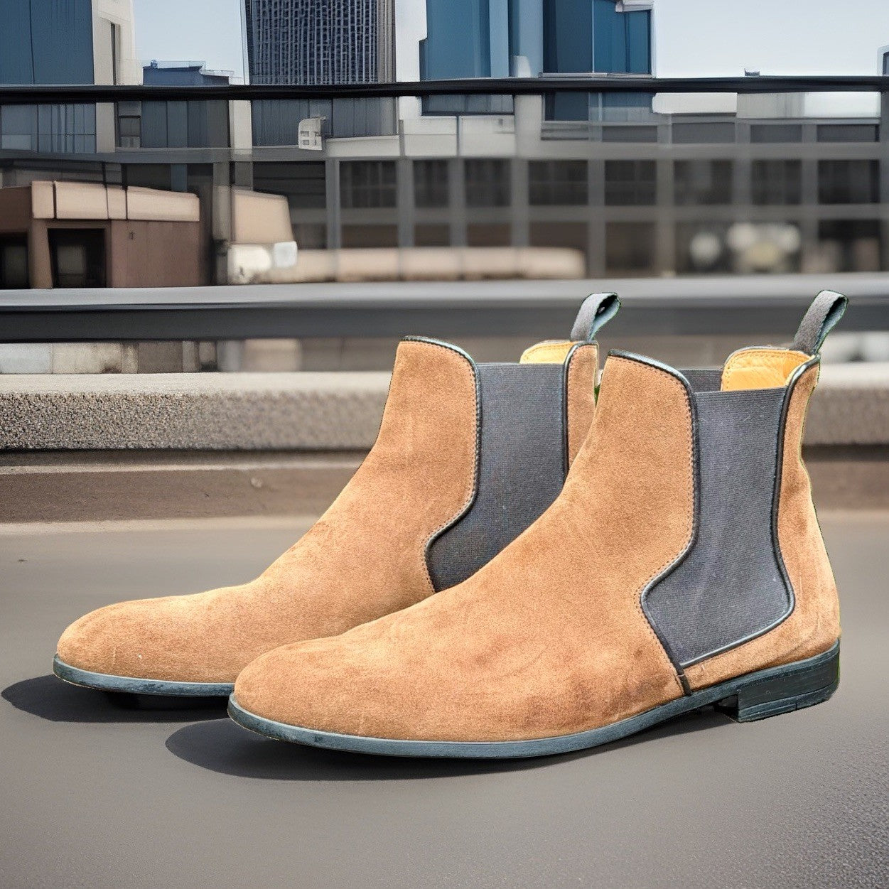 Harrys London Mark Chelsea Boots Suede Brown Men's Size 43 US 10 ($550+ New)