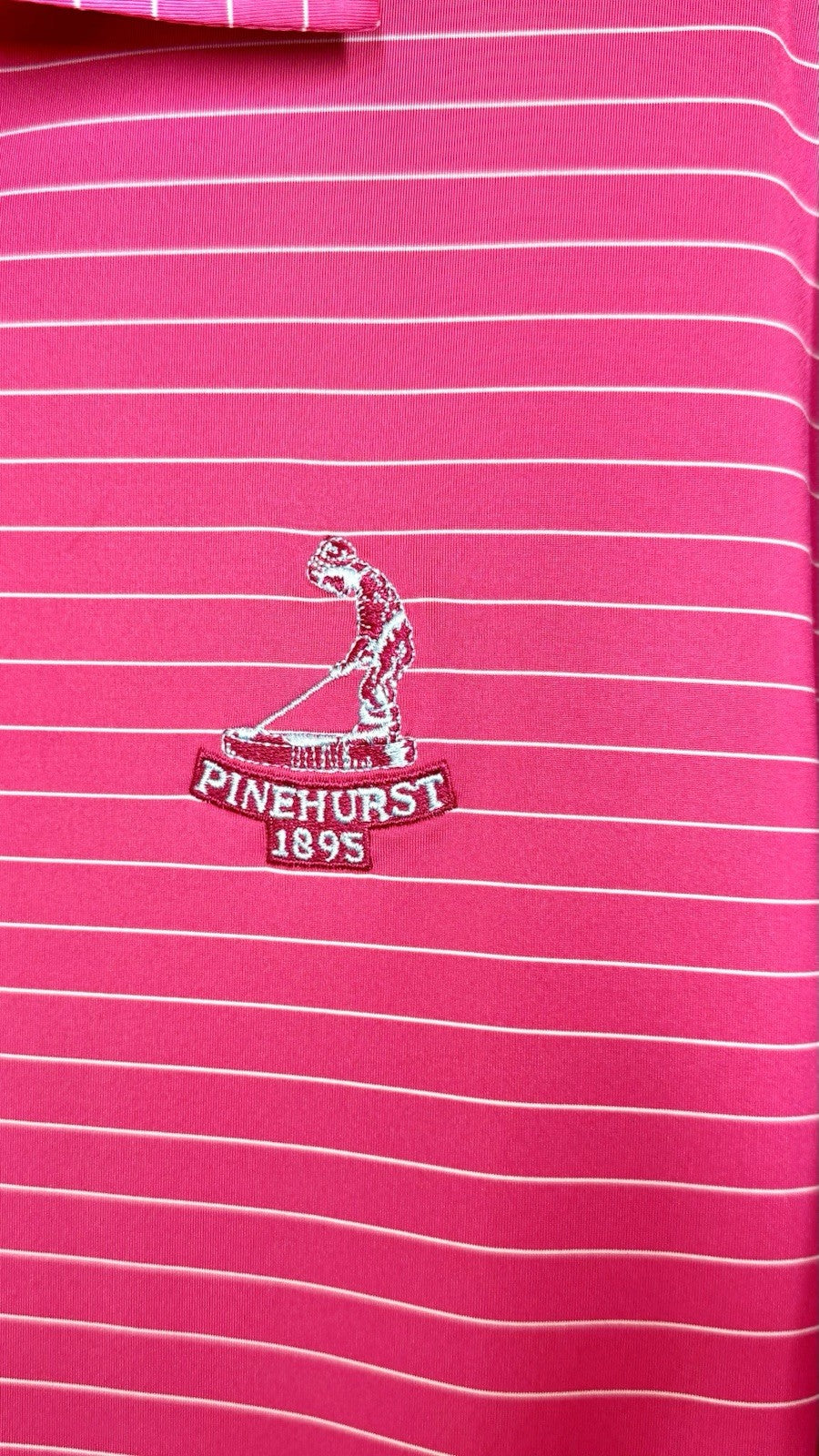 FootJoy Mens Golf Polo Shirt Pink White Striped Stretch Embroidered Top Tall L