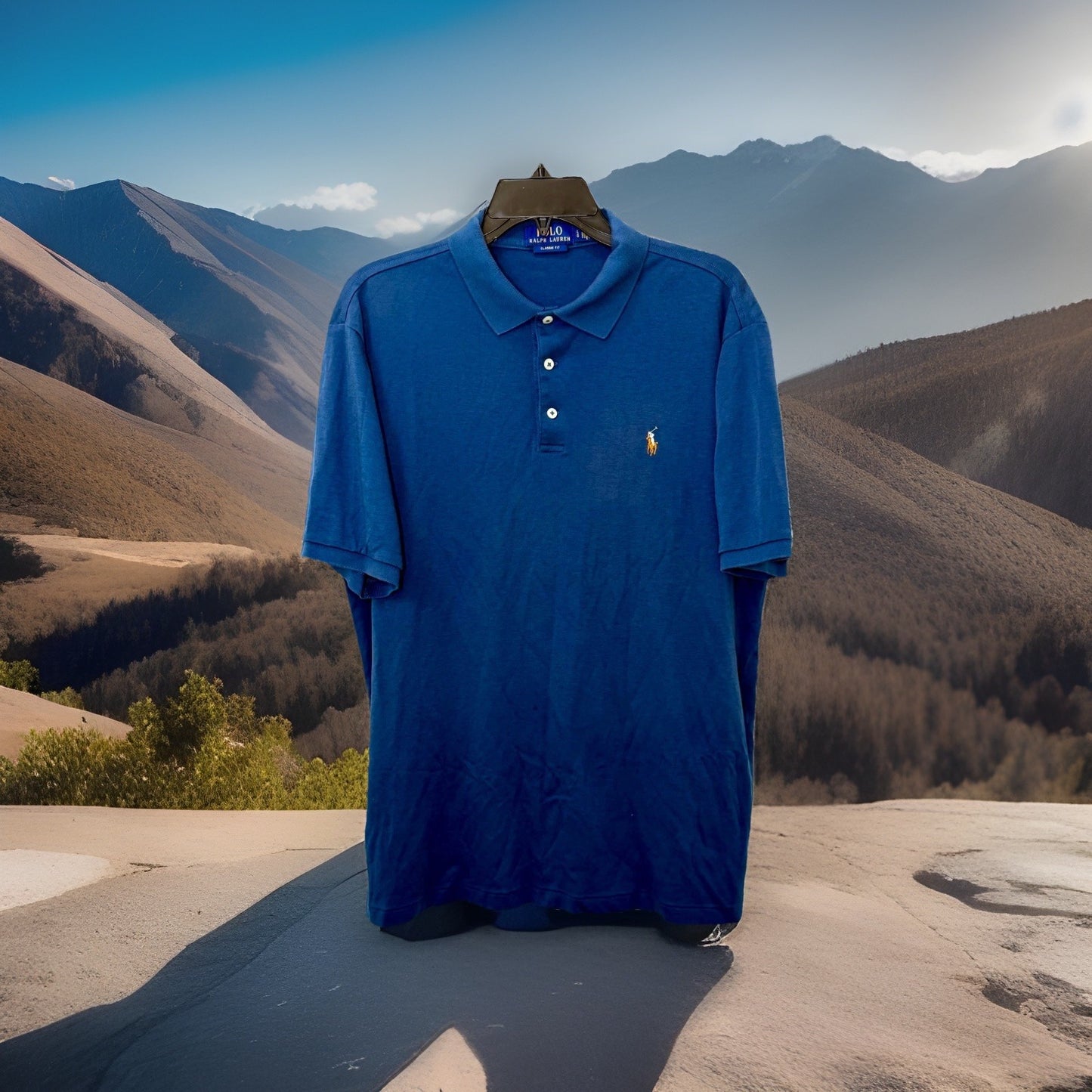 Polo Ralph Lauren Men's Size Large L Classic Fit Polo Shirt Short Sleeve Blue