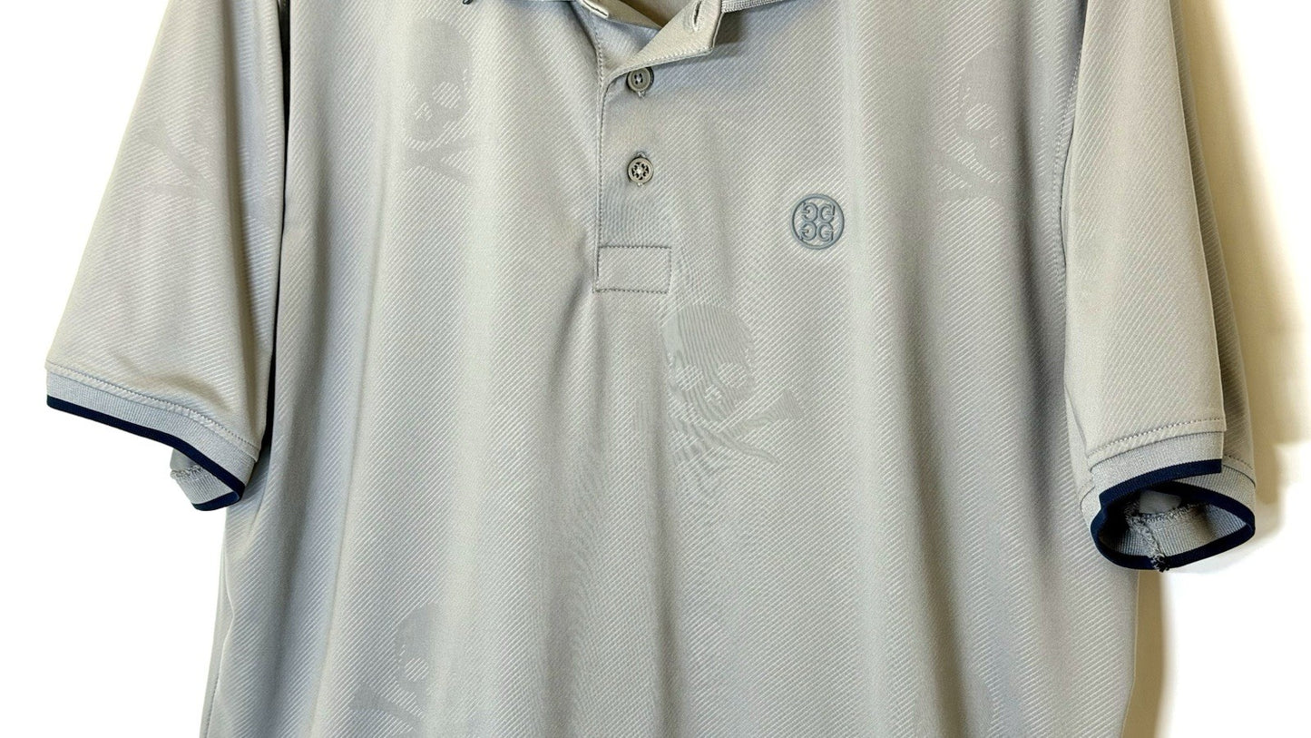G/FORE Skull & T's Debossed Tech Jersey Golf Polo Size Large In Grey