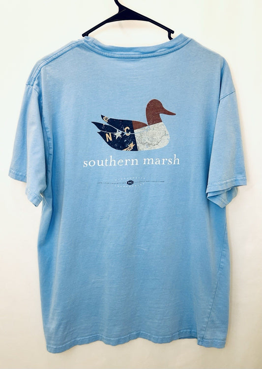 Southern Marsh Shirt Mens Large Blue Casual NC Graphic Cotton Short Sleeve