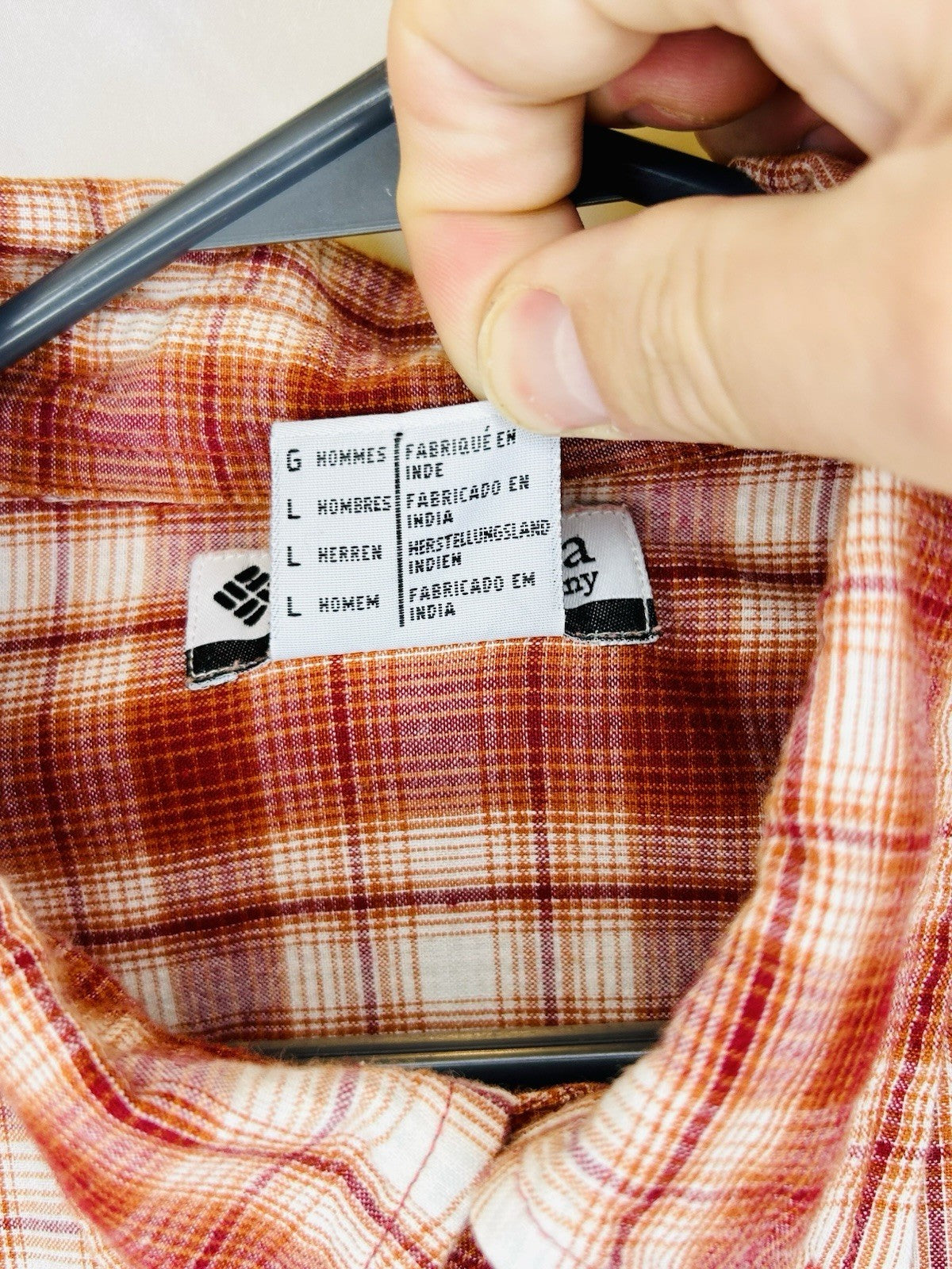 Columbia Plaid Button Up Shirt Short Sleeve Outdoor Casual Red White Large